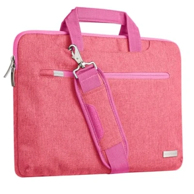 Immagine di TECHGEAR Custodia per computer portatili da 12.8&quot; 13.3&quot; pollici, borsa portatile multifunzionale con tracolla regolabile, cinghia bagagli e impugnature rimovibili Rosa