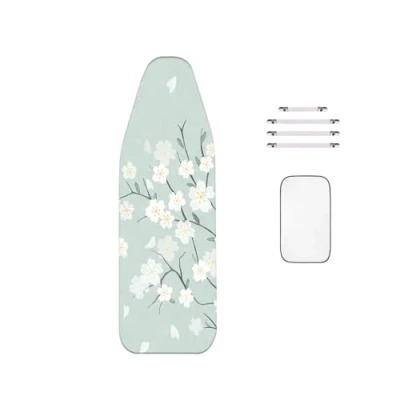 Immagine di WTAIS Cotone Copriasse da Stiro, 160x60cm, Misura Extra Large Pink Flower Spessore A 2 Strati ASSE Stiro Coperture, con Rete Isolante E Chiusure