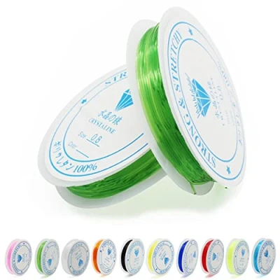Immagine di 2 bobine da 0,8 mm di filo elastico per gioielli in TPU trasparente perle, bracciali, fai te, la produzione gioielli, 8 m rotolo (verde scuro)