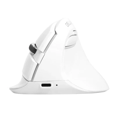 Immagine di DeLUX Mouse Verticale Wireless, Ergonomico Ricaricabile, Click Silenzioso, 6 Pulsanti, 4000 DPI, 2.4G/BT 5.2 Dual mode per Tunnel Carpale, Laptop/PC/Mac (M618MINI Bianco)