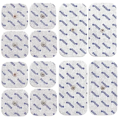 Immagine di axion Set di 12 Elettrodi Premium 8 pads da 4,5x4,5 cm e 4 da10x5 compatibili con dispositivi SANITAS &amp; BEURER elettrostimolatori TENS EMS Attacco a bottone 3,5 mm