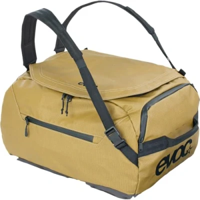 Immagine di EVOC DUFFLE BAG 40 borsa impermeabile per viaggi e attrezzature (tracolla staccabile, tasca esterna separata, uso universale, sistema BRACE LINK, senza PVC, impermeabile), Curry/Nero