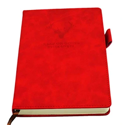 Immagine di Taccuino A5, Quaderno A5 Rilegato con Copertina Rigida e Carta Spessa, Diario a Righe College Portapenne Segnalibro 360 Pagine Ufficio Scuola Lavoro Prendere Appunti (Rosso)