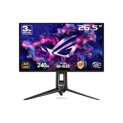 Immagine di ASUS ROG Swift PG27UCDM, Monitor da 26,5&quot;, 4K OLED (3840x2160), 0,03ms (GTG), 240Hz, DisplayPort 2,1, Tecnologia Anti Flicker, Compatibile con G SYNC, 99% DCI P3, Nero