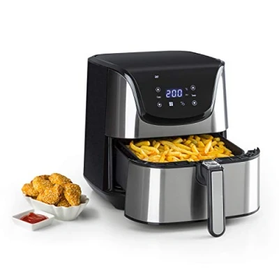 Immagine di KLARSTEIN Aero Vital Deluxe Friggitrice ad Aria, Aria Calda, Frittura Ipocalorica, 1700 Watt, Cestello da 5,4 Litri, Display LCD Touch, Accio Inox, Timer, Argento
