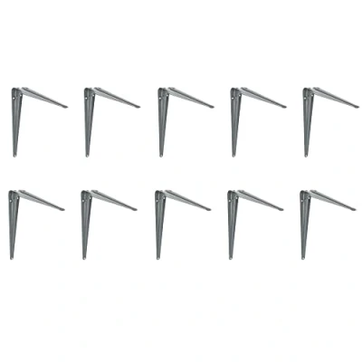 Immagine di Amig Set di 10 Staffe per Mensole in Acciaio Supporti Reggimensola Colore: Grigio Dimensioni: 450 x 400 Peso max: 35 kg