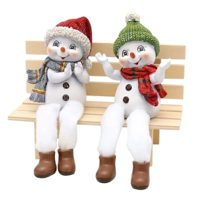 Immagine di Dekohelden24 Candido da neve, cappello e sciarpa in rosso verde, set 2 pezzi, lunghezza x larghezza altezza 8 5 17 cm, gambe tessuto, cm