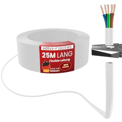 Immagine di MAS Premium Da 5 a 100 m tubo flessibile in plastica H05VV F 2, 3 o x 0,75; x1; x1,5 x2,5 e 4G0,75, cavo per dispositivi (H05VV 5G2,5 WS, 25 m)