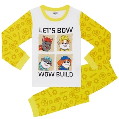 Immagine di Paw Patrol: La Squadra dei Cuccioli Rubble Set Pigiama Unisex a Maniche Lunghe 100% Cotone 3 4 Anni: 104cm