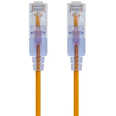 Immagine di Monoprice 116322 Cavo patch Ethernet Cat6A UTP, 30 AWG, 10 G, in puro rame nudo, antigroviglio, RJ45, serie SlimRun, 0,9 m, giallo, confezione da