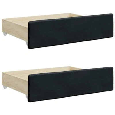 Immagine di vidaXL Cassetti da Letto 2pz Neri in Legno Multistrato e Similpelle