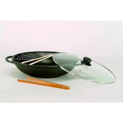 Immagine di Krüger Leipzig SCO11 Wok con Coperchio in Vetro 36 cm