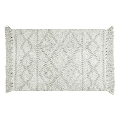 Immagine di WENKO Tappetino scendibagno Urla 100% cotone biologico certificato con motivi Jacquard e frange, lato inferiore antisdrucciolo, lavabile fino a 40 C, (L x P): 60 90 cm, grigio