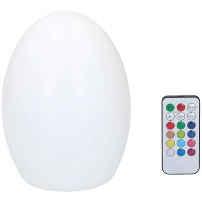 Immagine di GRUNDIG lampada da tavolo a LED forma di uovo RGB batteria con telecomando diversi colori e modalità funzione timer 4 8 ore plastica bianco