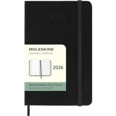 Immagine di Moleskine Weekly Planner, Agenda Settimanale 2026 12 Mesi Con Spazio Per Note, Copertina Rigida e Chiusura Elastica, Formato Pocket 9x14, Colore Nero