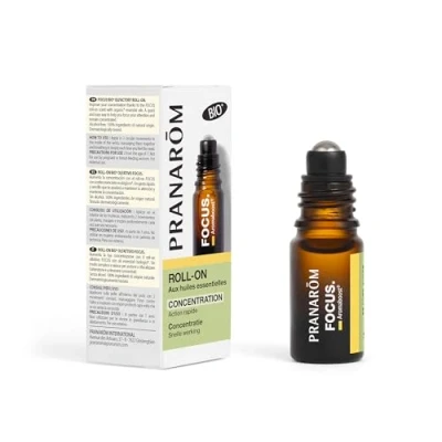 Immagine di Pranar Aromaboost Focus Bio Rullo profumo, memoria e concentrazione, effetto immediato, olio essenziale biologico di menta piperita, 5 ml.