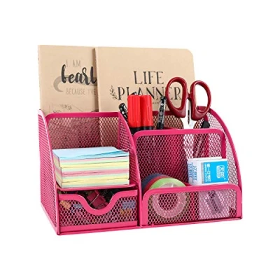 Immagine di Mnixy Generic Organizer da scrivania per ufficio, in rete, colore: Rosa