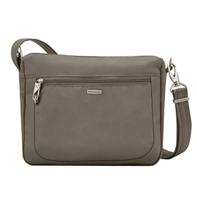 Immagine di Travelon Borsa a tracolla antifurto classica, piccola, colore noce moscata, 10,5 x 8,5 2,5 cm
