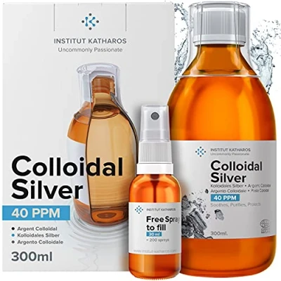 Immagine di Argento Colloidale Premium 40 PPM 300 ml ● Formula a concentrazione ottimale, particelle più piccole, risultati migliori Flacone spray da riempire ed ebook gratuiti