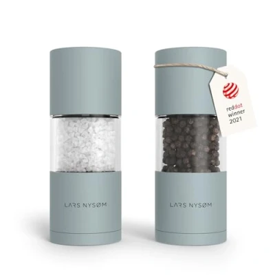 Immagine di LARS NYSØM Set di macine per sale e pepe in acciaio inossidabile con macinino ceramica regolabile 2 pezzi I Designer Spice Mill (Sky Blue)