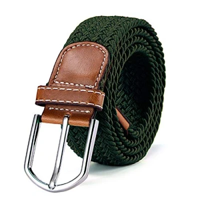 Immagine di Cintura in tessuto elasticizzato da donna e uomo lunghezza 100 a 130 cm intrecciata verde