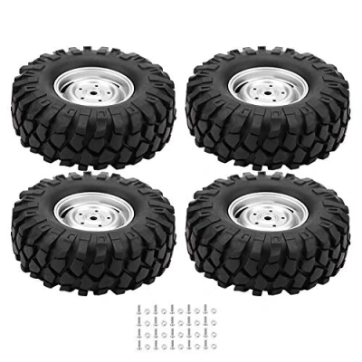 Immagine di 4 Pezzi RC Auto Pneumatici Ruote in Gomma con Mozzi per 1/10 Scala Crawler Fuoristrada Car Camion