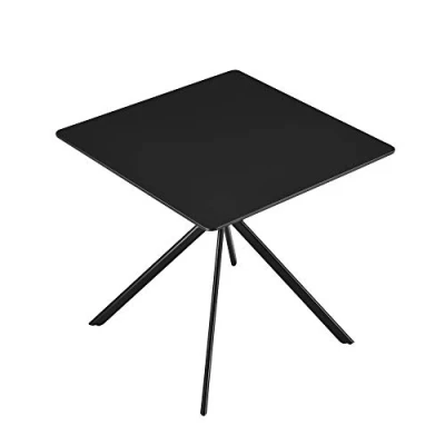Immagine di [en.casa] Tavolo da Pranzo con Piano in MDF di Forma Quadrata e Gambe Design Metallo (LxLxA) 78 x 75 cm Posti per 2 Persone Nero