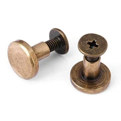 Immagine di Walfront Rivetti Filettati Bronzo, 20 Pezzi a Vite per Pelle Cuoio Artigianale, Viti Testa Piatta Filettate in Ottone Resistente Rivetto Unghie Leathercraft Riparazione Forniture(8mm)