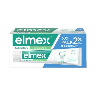 Immagine di Elmex Dentifricio Sensitive Alito Fresco 0% Coloranti Denti Sensibili, Gengive Dolorose, Protezione dello smalto 2 x 75 ml