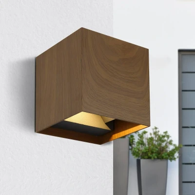 Immagine di Globo Applique esterni Veronika up/down cubo look legno