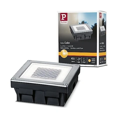 Immagine di Paulmann 93774 Cube Lampada solare da incasso 0.24 W Bianco caldo acciaio inox, Trasparente