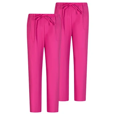 Immagine di MISEMIYA Pack 2 PCS Pantaloni Unisex Vita Elastica Uniforme di Lavoro Clinica Ospedale Large, Fucisa 68