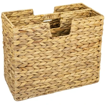 Immagine di HMF Portariviste intrecciato in giacinto d&#039;acqua 2 scomparti 40 x 20 33 cm