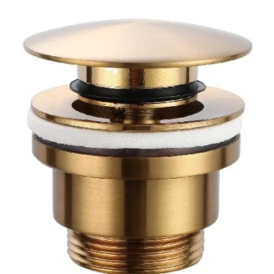 Immagine di IMEX VCC014 Valvola a Click Clack Adatta per Lavelli e Bidi, Scarico Lavandino Facile Installazione Tappi di Lavabo, Universale con o senza Tassello, Pop Up Oro Spazzolato
