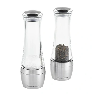 Immagine di Cole &amp; Mason H308798P Amesbury Macina Sale e Pepe, Precision+, Macinatura Regolabile, Acciaio inossidabile, Acrilico, 190mm, Include 2 x Mulini