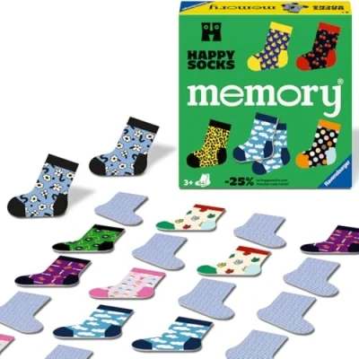 Immagine di Ravensburger Memory® Happy Socks, Gioco Da Tavolo, Memory per Bambini 3 Anni o più, 64 carte, 2 a 8 giocatori, Versione italiana