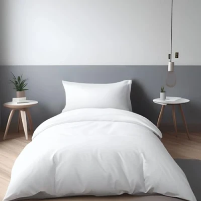 Immagine di LivinEase Set Copripiumino Singolo 135x200 cm con 1 Federa 50x75 in Microfibra Colori Solid Dyed, Morbido ed Ipoallergenico (Bianco)