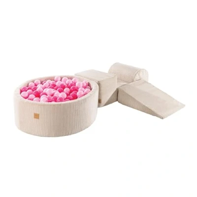 Immagine di MEOWBABY Parco Giochi in Schiuma con Piscina di Palline 90x30cm/200 per Bambini Blocchi Morbidi, Corduroy, Ecru: Rosa Pastello/Rosa Chiaro