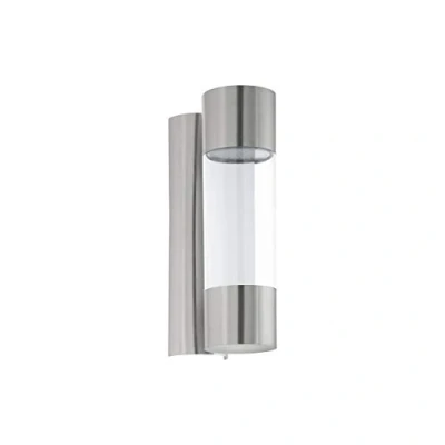 Immagine di Eglo Robledo Lampada da parete a LED, per esterni, 2 luci, in acciaio INOX e plastica, colore: argento, IP44