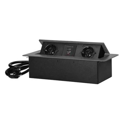 Immagine di Miratic Multipresa A Scomparsa con Bordo Piatto Ciabatta Estraibile Presa da Incasso Retrattile Vari Colori Cavo 1,5m 2x2 Poli + Terra (Schuko) 2xUSB (tipo e C; 5V/3,6A) (grafite)