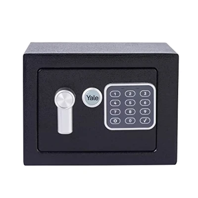 Immagine di YALE Cassaforte XS YSV/170/DB2 Nero, con Tastiera Digitale, Indicatori di Luce a LED, Fissaggi Parete e Pavimento, Capacità 3.8 L, Dim Interne 170 x 230 mm, Mini, Versione Corrente