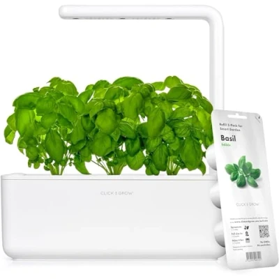 Immagine di Click &amp; Grow, Orto da Interno con 3 Capsule di Terreno, Illuminazione e Irrigazione Automatica, più Facile della Coltivazione Idroponica, Kit completo