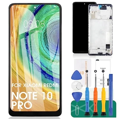 Immagine di TFT per Xiaomi Redmi Note 10 PRO 4G Display LCD Schermo di Sostituzione M2101K6G Touch digitalizzatore Kit (Nero, Senza riconoscimento delle Impronte digitali)