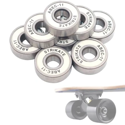 Immagine di POFET Cuscinetti a sfera 608 ZZ per skateboard, longboard, pattini rotelle, 608, doppia schermatura, argento, confezione da 8