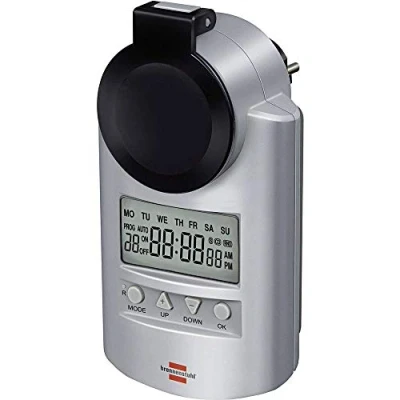 Immagine di Brennenstuhl 1507490 Timer a spina analogico digitale Settimanale 23 h/59 min 3680 W IP44 Funzione di conto alla rovescia, Random