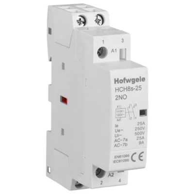 Immagine di Hofwgele Contattore AC 110V HCH8s 25 120V 25A 2 poli universale controllo circuito DIN Rail Mount