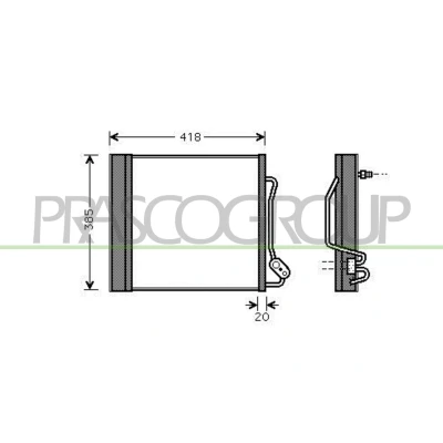 Immagine di PRASCO ME303C002 Condensatore con essiccatore 11 8 Alluminio 365 R 134a SMART: City Coupe, Cabrio, Fortwo I Cabrio