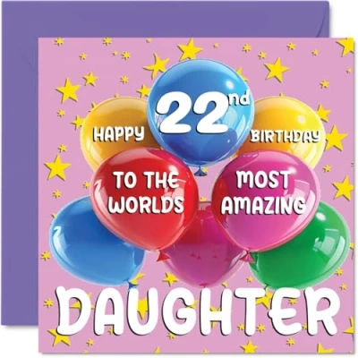Immagine di Stuff4 Biglietto di auguri per il 22 compleanno della figlia, con scritta in lingua inglese World&#039;s Most Amazing Daughter, 145 mm x mm, anni