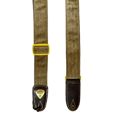 Immagine di Spartan Music Tracolla per chitarra acustica/elettrica e basso, in pelle cotone, regolabile, 1,5 m, vari colori disponibili, Tan / Brown