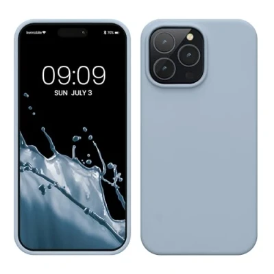 Immagine di kwmobile Cover per Apple iPhone 14 Pro Max Custodia Back Case Caricatore Wireless Antiurto e Flessibile in Silicone TPU blu chiaro matt